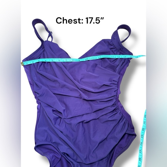 NWT SZ 16 Miraclesuit Plum Must Have Sanibel Ruched One Piece Swimsuit - Picture 11 of 11